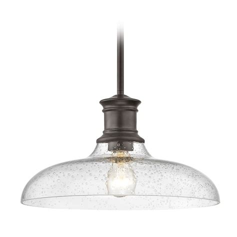 Industrial Farmhouse Bronze Seeded Glass Pendant Light 14