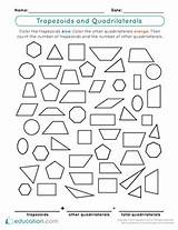 Worksheet Quadrilaterals Trapezoids Shapes Worksheets Dimensional Classifying Geometry sketch template