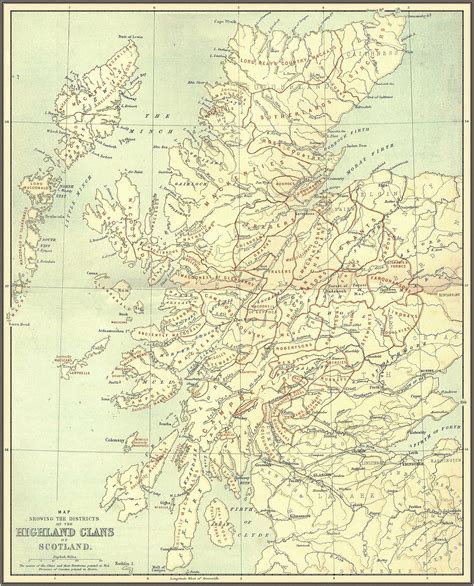 map showing  districts   highland clans  scotland