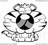 Tiger Drunk Outlined Cub Cute Clipart Cartoon Cory Thoman Coloring Vector sketch template