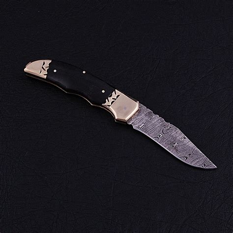 pocket folding knife  black forge knives touch  modern