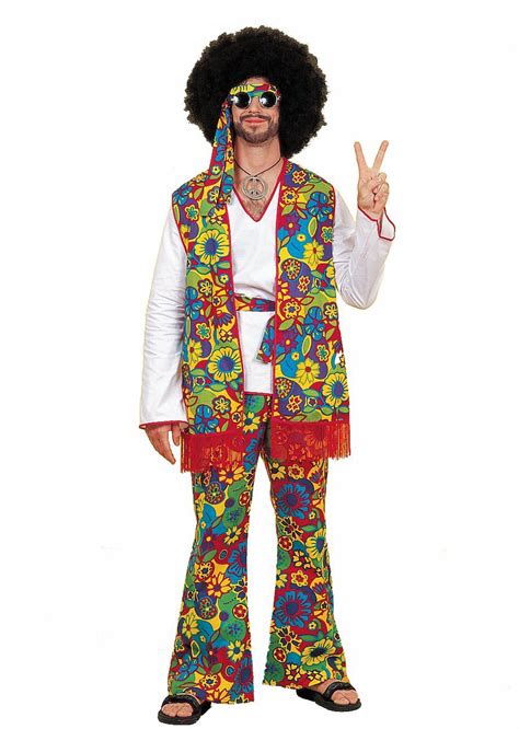 Mens 1960s 1970s Retro Groovy Guy Costume Hippie Hippy 60s 70s Disco