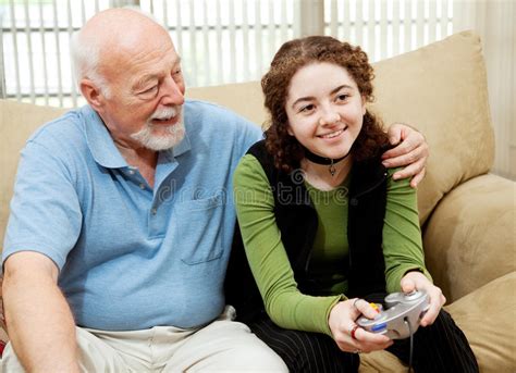 Grandpa Bonds With Teen Stock Image Image Of Retired 9910145