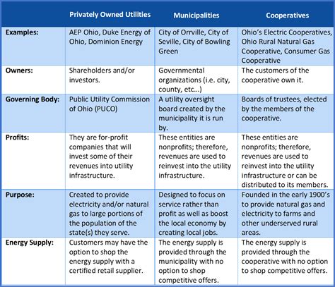 whats  difference privately owned utilities cooperatives  municipalities community