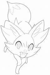 Fennekin Lineart sketch template