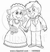 Coloring Wedding Couple Outline Hands Holding Pages Clipart Clip Illustration Drawing Vector Royalty Visekart Colouring Printable Couples Book Dinosaur Rf sketch template
