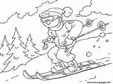 Coloring Skiing Winter Pages Printable Print Color sketch template
