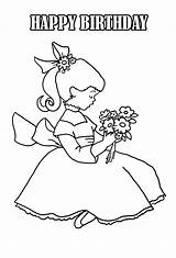 Coloring Birthday Pages Girl Flowers Clipartqueen Anniversary sketch template