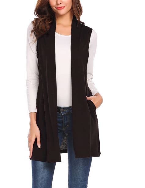 beyove womens long vests sleeveless draped lightweight open front cardigan layering vest