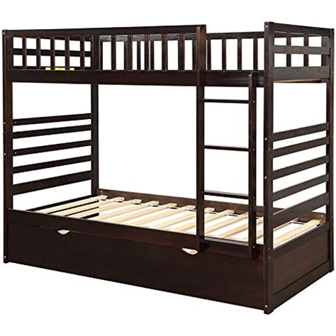 Delightry 1 Pc Twin Over Twin Bunk Bed With Trundle Solid