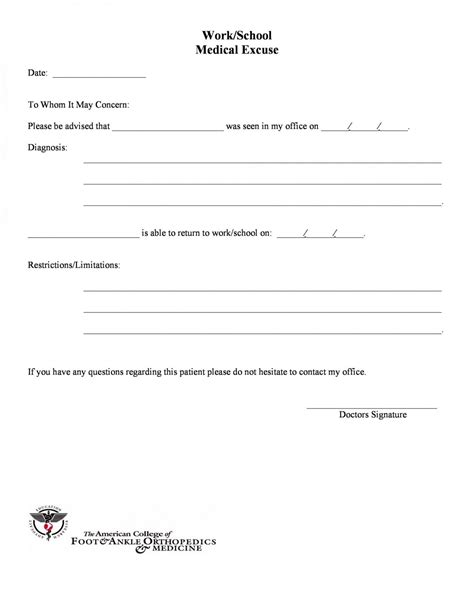 urgent care doctor note template