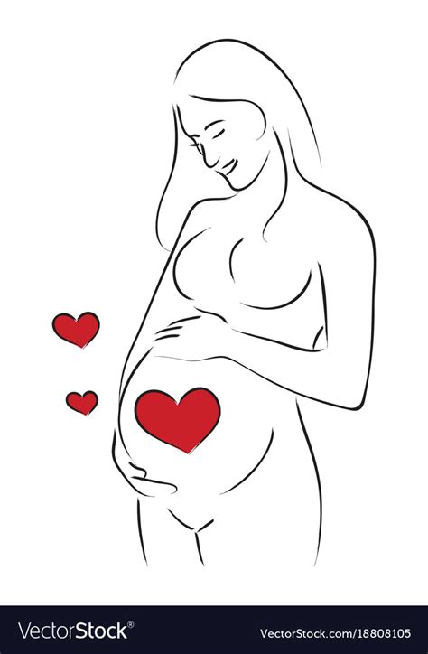 Line Art A Pregnant Woman Royalty Free Vector Image