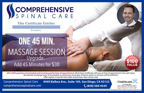 Massage Therapy Comprehensive Spinal Care One 45 Minute Massage
