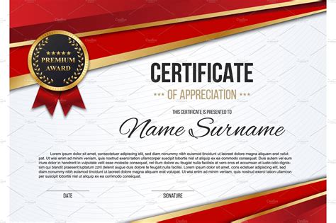certificate appreciation award custom designed illustrations creative market