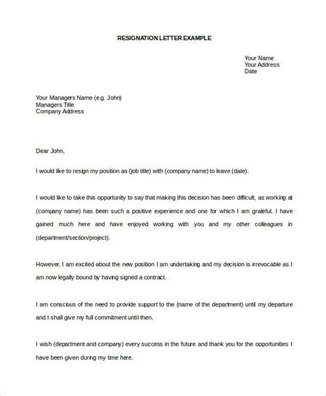 blank resignation form sample resignation letter