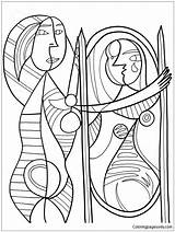 Before Mirror Girl Pablo Pages Picasso Coloring Printable Color sketch template