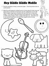 Diddle Nursery Rhyme Rhymes Printable Fiddle Outlines Puppets Kindergarten Goats sketch template