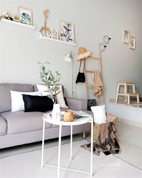 desain interior ruang keluarga minimalis  tema boho  nordic