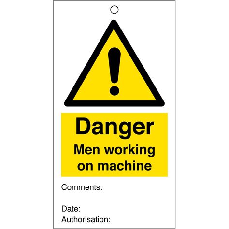 men working  machine safety tags mm  mm pack    key