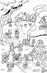 Village Smurfs Coloring Pages Smurf Colouring Disney Cartoon Choose Board Heart Princess sketch template