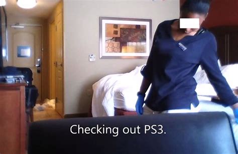 hotel guest secretly films maid rifling through his laptop playstation