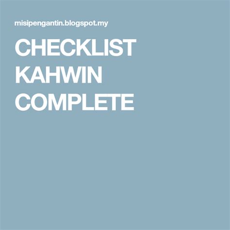 checklist kahwin complete