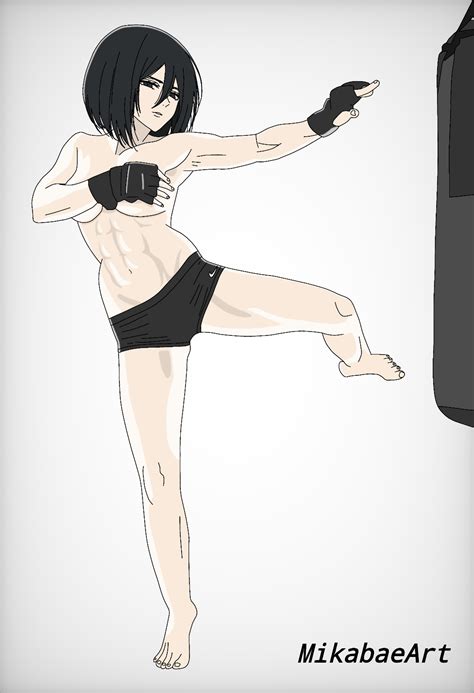 Mikasa Ackerman Topless Kickboxing By Mikabae Hentai Foundry