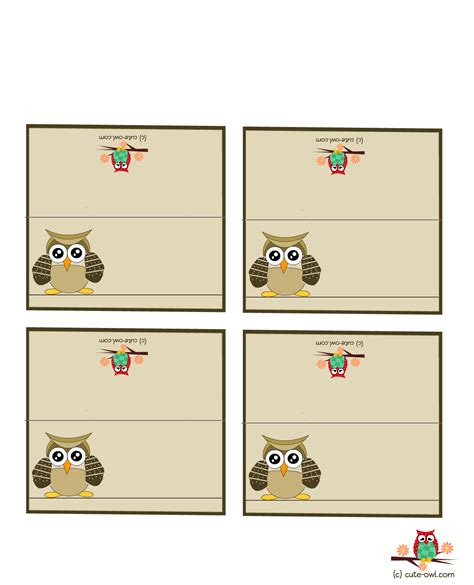 cute owl place cards png  owl party owl printables