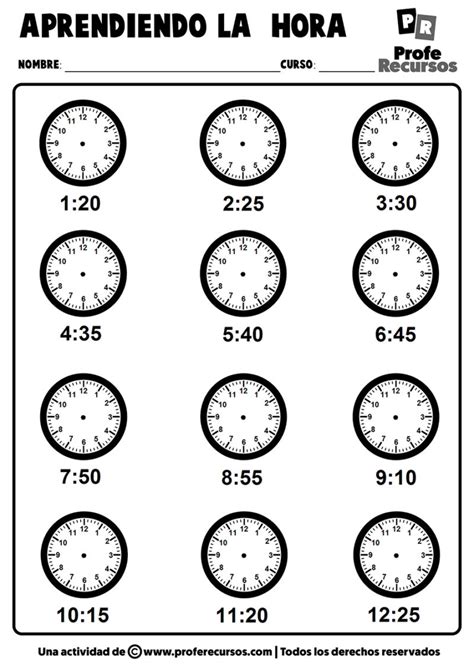 fichas  aprender la hora relojes analogicos  manecillas