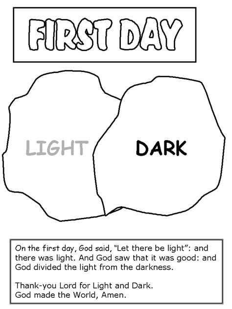 day creation sheet printable coloring pages