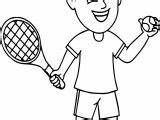 Tennis Coloring Racquet Ball Oy Holding Ready Play Wecoloringpage sketch template