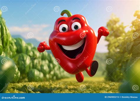 cheerful lively red pepper runs   vegetable garden   smile