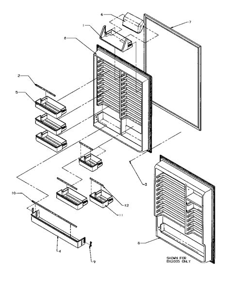 refrigerator  door diagram parts list  model