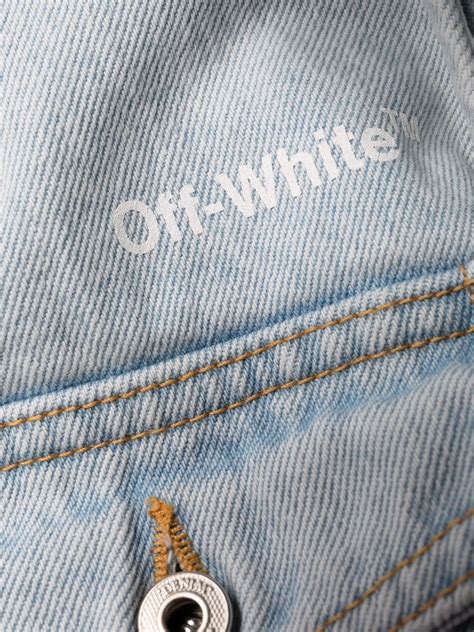 off white logo print denim shirtdress farfetch
