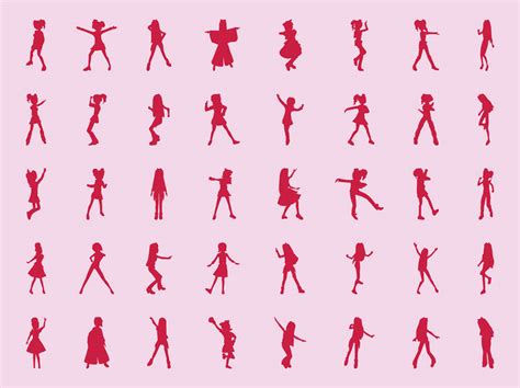 free 200 vector dancing girls silhouettes