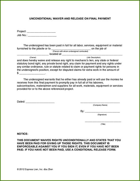lien waiver forms form resume examples nmapzz