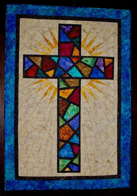 stained glass cross christian cross cross quilt pattern size
