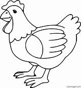Hen Rooster Coloringall Outline Cute Dxf sketch template