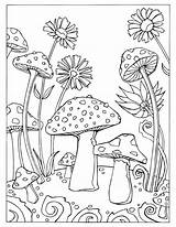 Coloring Mushroom Pages Gel Pen Mushrooms Adult Printable Toadstool Pencil Magic Colouring Pens Book Colored Color Trippy Sheets Books Cute sketch template
