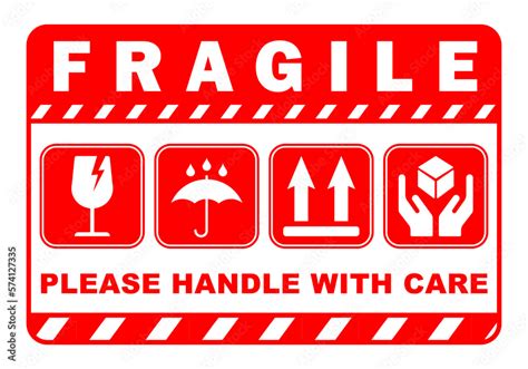 sticker fragile handle  care printable sign symbol  delivery