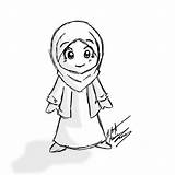 Hijab Coloring Cartoon Pages Template sketch template