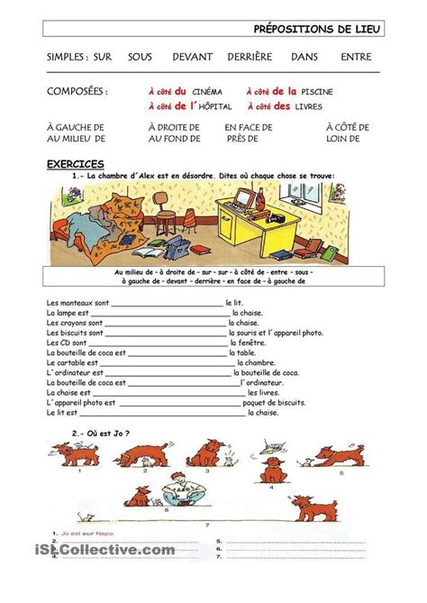 french prepositions de lieu preposition exercice