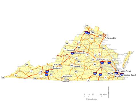 Map Of Virginia Cities Virginia Interstates Highways