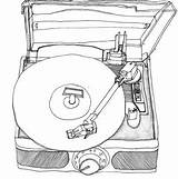 Record Player Drawing Sketch Drawings Vinyl Music Line Pages Coloring Template Doodle Outline Choose Board sketch template