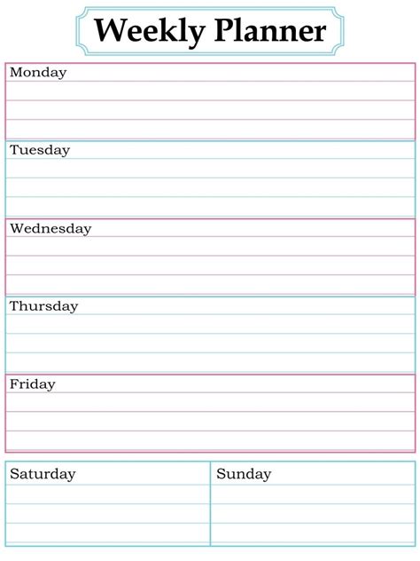 printable week calendar  calendar printable
