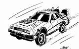 Future Back Coloring Pages Hoverboard Template Delorean sketch template