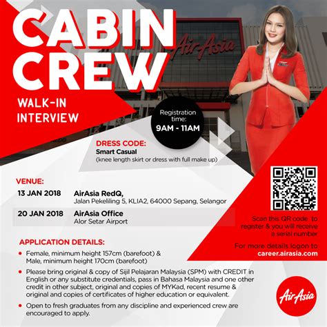 fly gosh air asia cabin crew recruitment walk in