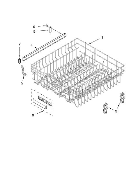 upper rack  track parts diagram parts list  model kudkcrbl kitchenaid parts