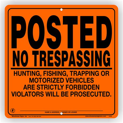 posted  trespassing  motorized vehicles aluminum sign  trespassing signs