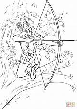 Robin Hood Coloring Pages Branch Sitting Tree Printable Sherwood Forest sketch template